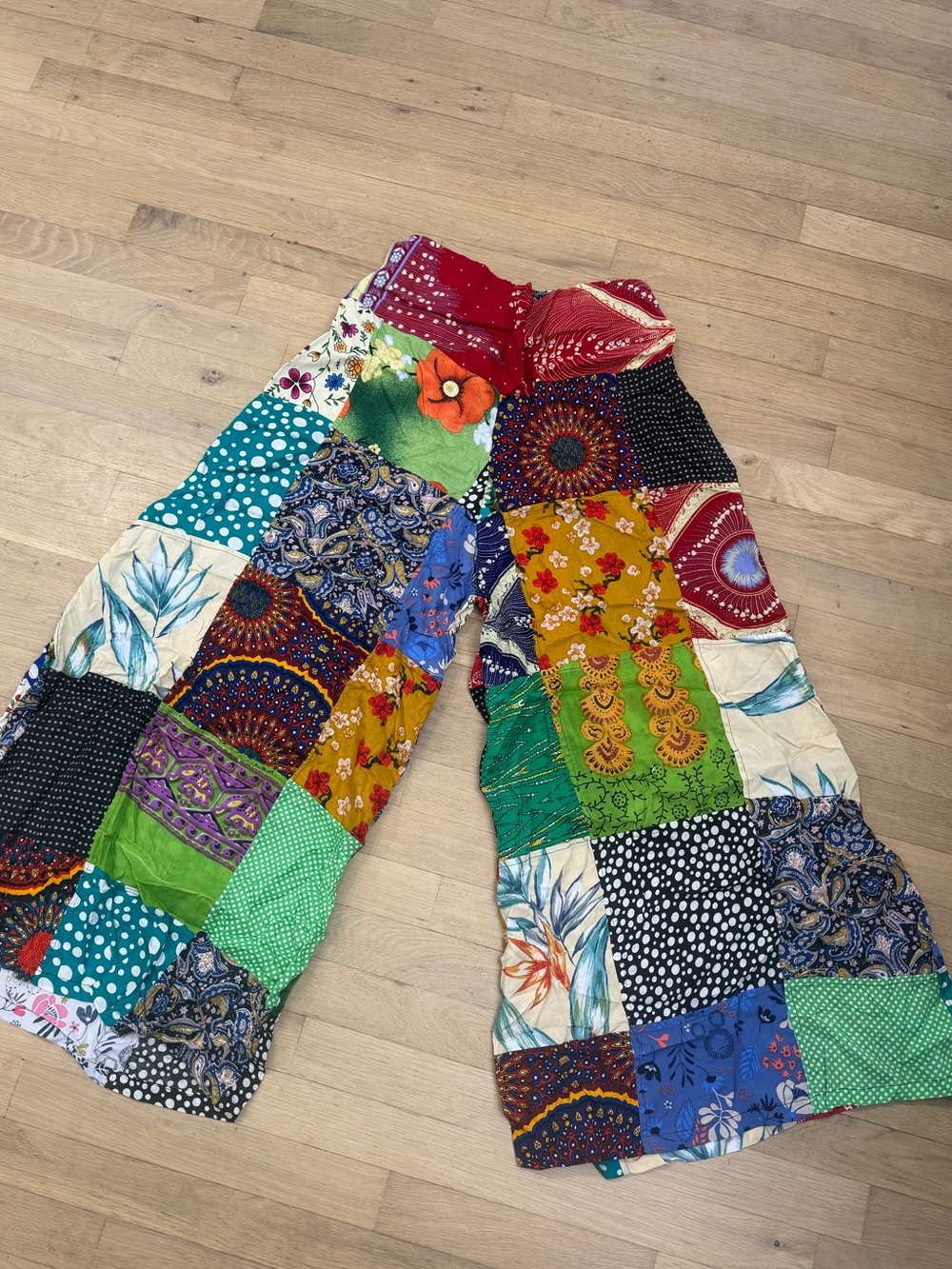 Kathmandu Multicolor Patchwork Wide-Leg Pants
